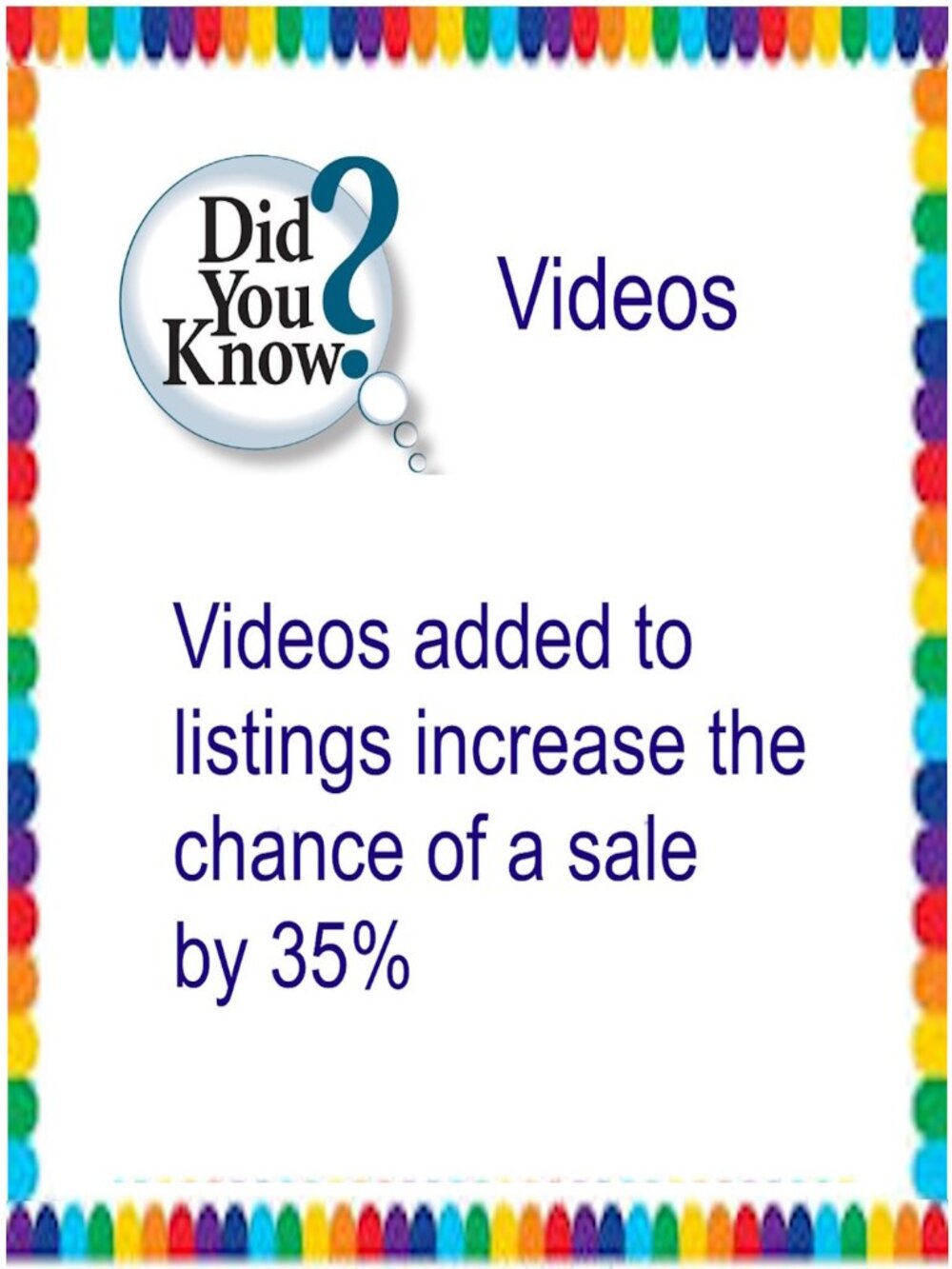 Did You Know - Videos Increase Chance of a Sale by 35%